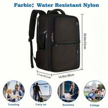 時尚簡約背包,40 公升飛行認可大號旅行背包,適用於筆記型電腦,帶 Usb 充電端口,防水 17 英寸筆記型電腦包,適合男士和女士、學生和旅行者的日常背包。