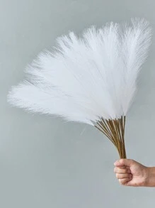 10/20/50 件白色仿蒲苇人造芦苇大号高大蓬松人造假花芦苇草人造植物波西米亚风装饰适用于婚礼派对装饰、居家客厅卧室装饰、花瓶布置、DIY 摄影道具礼物生日毕业、秋季装饰、秋季 - 白色 - 查看 5