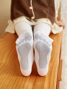 1 đôi Của Màu thuần Linh hoạt pantyhose Sọc Cổ điển Xà cạp Đối với Trẻ em Của Trung bình Đến Kích thước lớn - trắng - Xem 4