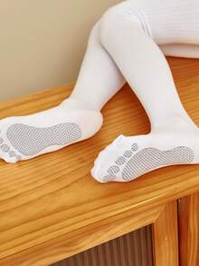 1 đôi Của Màu thuần Linh hoạt pantyhose Sọc Cổ điển Xà cạp Đối với Trẻ em Của Trung bình Đến Kích thước lớn - trắng - Xem 5