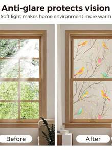 1roll Window Privacy Film Stained Glass Window Film Non-Adhesive Static Cling Glass Film Decorative Frosted Glass Window Film Window Heat Blocker Heat Control For Home - Multicolor - View 5