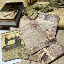 50張復古剪貼簿貼紙套裝,包含和紙、舊書頁、英文單詞、懷舊裝飾貼紙,用於製作日記、拼貼、剪貼簿 - 彩色 - 查看 3