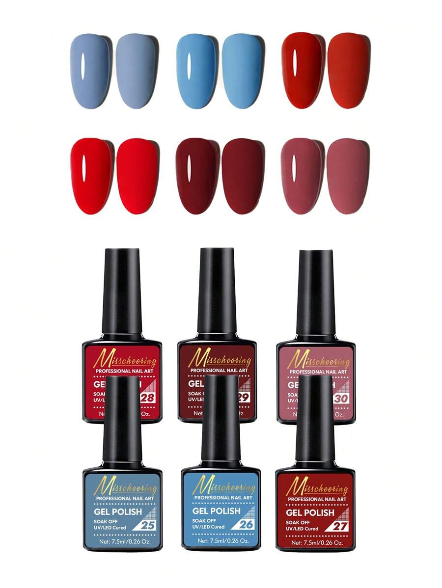 MISS CHEERING 6 Piece Nail Lacquer Set - Premium Manicure Tools, Vibrant Nail Polishes, Professional Gel Manicure, Home Gel Manicure Set, Complete Manicure Set, Includes Phototherapy Gel, Nail Polish Long Lasting Nail Glue - 霧霾藍 - 查看 1