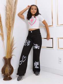 Tween Girls Jeans - 黑色 - 查看 5