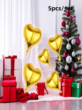 Party Anny Long 5入組/套鋁製裝飾氣球創意素色心形婚禮氣球派對裝飾