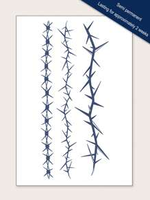 1 Pieza Pegatina De Tatuaje Temporal Con Diseño De Espinas Y Rayas Azules Para Muñeca/brazo/cuerpo, Duradera Por 2 Semanas Sin Reflejos - Azul - Ver 1