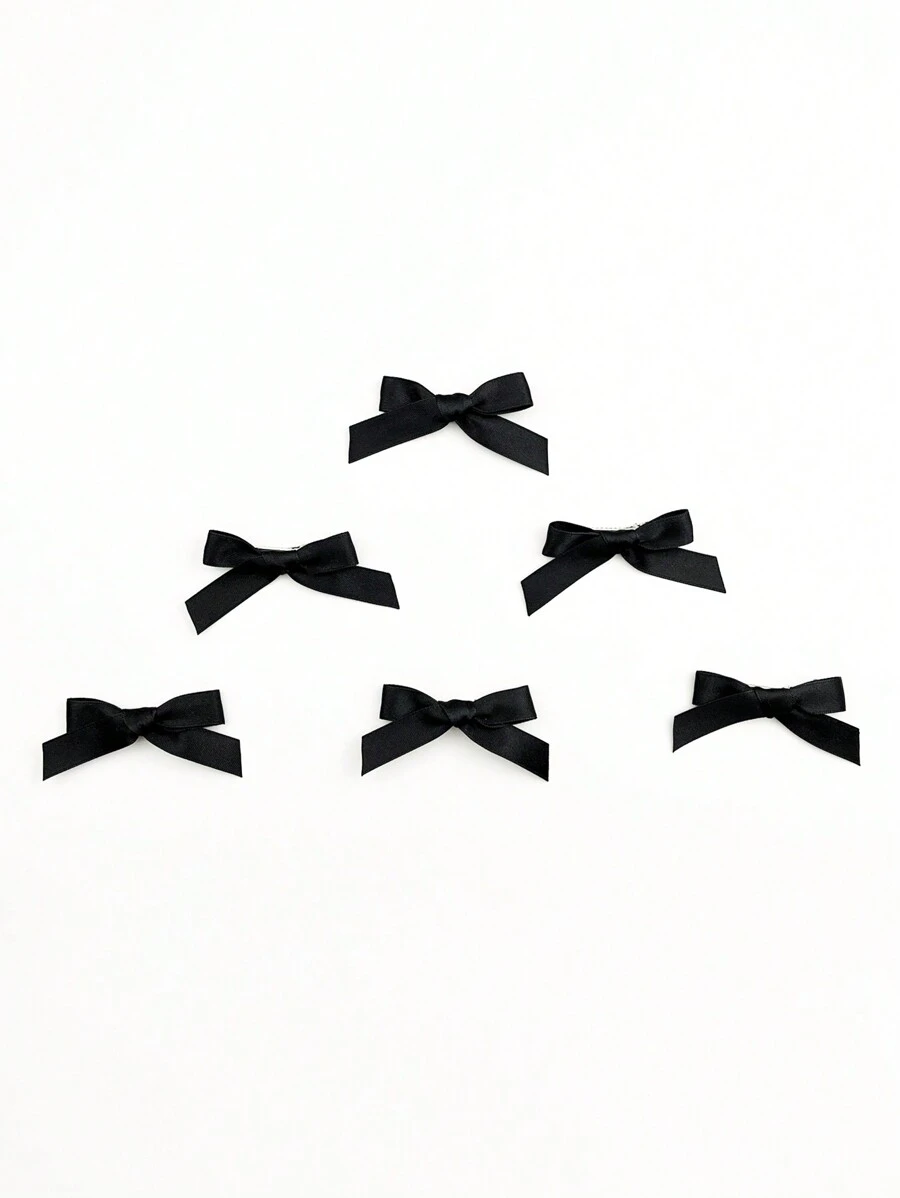 6 件装女士黑色蝴蝶结学生风千禧结鳄鱼皮发夹，适合日常佩戴、度假、约会、派对。四季配饰