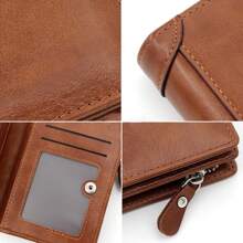 男士短款拉鍊錢包袋,信用卡id卡插袋,時尚復古男式包、財物袋、迷你錢包