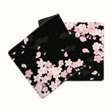 1pc Cherry Blossoms Black Mouse Pad Oversized Thickened Rubber Edged Keyboard Desk Pad Computer Office - Pink - View 6