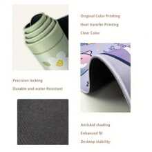 1pc Cherry Blossoms Black Mouse Pad Oversized Thickened Rubber Edged Keyboard Desk Pad Computer Office - Pink - View 7