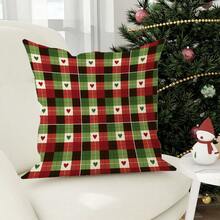 1入組格紋心形紅綠黑白聖誕節抱枕套,現代時尚聖誕節抱枕套,絲絨45×45cm/18"×46"裝飾靠墊套,適用於聖誕節派對禮物客廳/臥室/沙發/床上裝飾