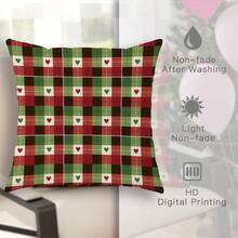 1入組格紋心形紅綠黑白聖誕節抱枕套,現代時尚聖誕節抱枕套,絲絨45×45cm/18"×46"裝飾靠墊套,適用於聖誕節派對禮物客廳/臥室/沙發/床上裝飾