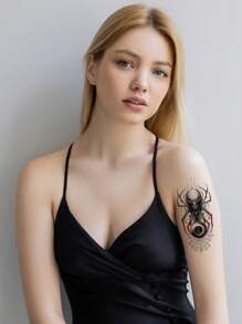 1 Pegatina Temporal Del Tatuaje Araña Para Hombres Y Mujeres, Adecuada Para Brazo, Pierna, Maquillaje Y Uso Único,tatuajes maquina para tatuar tatuajes falsos