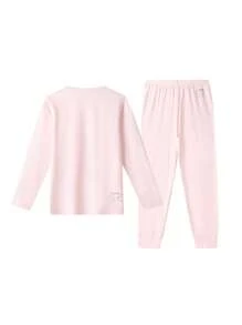 Annil Boys And Girls' Autumn Moisture Absorption And Heat Storage 3A Antibacterial Home Long Sleeve Pajama Set Pink