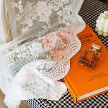 1入法式風格花邊門簾,適用於臥室、廚房、小窗戶隔斷 - 白色 - 查看 5