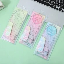 1 Set de Regla Geométrica Multifuncional con Transportador, Regla Triangular y Compás para Dibujo y Diseño Escolar, Reglas - Multicolor - Ver 5
