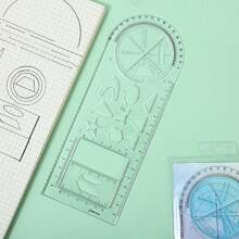 1 Set de Regla Geométrica Multifuncional con Transportador, Regla Triangular y Compás para Dibujo y Diseño Escolar, Reglas - Multicolor - Ver 4