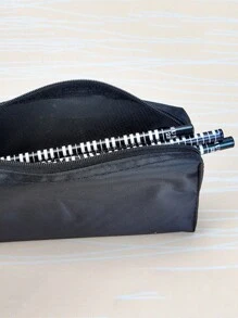 1 Pieza Estuche de lona cuadrado de una sola capa con notas musicales y teclado de piano, estuche para lápices de gran capacidad con cierre de cremallera, conveniente y ligero, fácil de transportar y usar, bolsa de útiles escolares y accesorios para la escuela