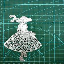 Diy優雅淑女賀卡模板,帶有空心花朵圖案的金屬碳鋼切割模具 - 淺灰色 - 查看 3