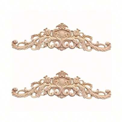 1pc Long Shaped Carved Flower Design Decoration
