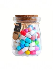 50pcs/lot Capsule Message Bottle With Smiling Face, Love & Friendship Themed Sticky Notes, Suitable For Any Occasion, Random Color - Multicolor - View 2