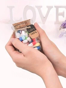 50pcs/lot Capsule Message Bottle With Smiling Face, Love & Friendship Themed Sticky Notes, Suitable For Any Occasion, Random Color - Multicolor - View 3