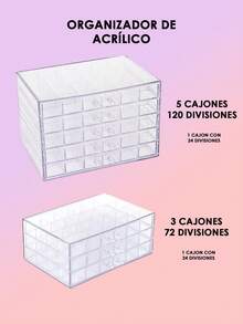 Organizador de maquillaje acrílico tocador caja de almacenamiento de cosméticos multifuncional - Rosa - Ver 9