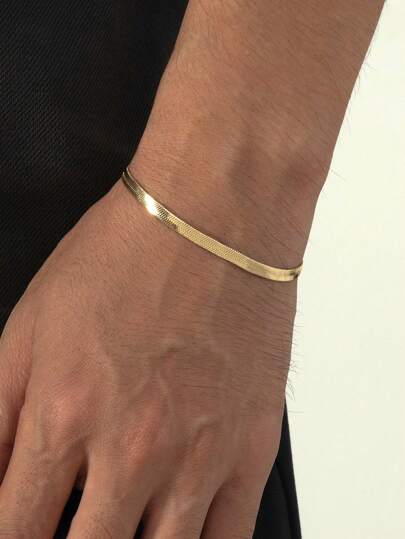 1pc Fashionable Metallic Minimalist Chain Bracelet For Men, Party Gift