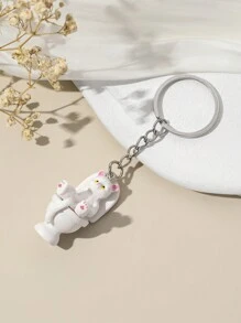 1 stuk Schattig En Creatief cartoon Kat Zittend Toilet Sleutelhangers En Tas Hanger