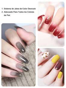 MISS CHEERING 6 Piece Nail Lacquer Set - Premium Manicure Tools, Vibrant Nail Polishes, Professional Gel Manicure, Home Gel Manicure Set, Complete Manicure Set, Includes Phototherapy Gel, Nail Polish Long Lasting Nail Glue - 黃色 - 查看 3