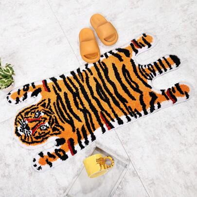 DeramHy home DeramHy Home 1 Piece Cute Tiger Bath Mat For Bathroom, Cute Tiger Cartoon Bath Mats Non Slip Animal Shaped Absorbent Bathtub Rug Bathroom Plush Shower Rugs Home Bathroom Decor Floor Carpet Outdoor Rug Door Mat Fall Decor Bathroom Accessories Back To School Entryway Decor