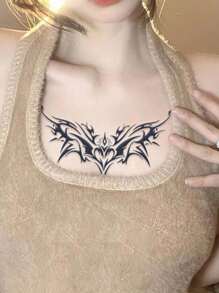 心形魅魔紋身貼紙,防水防反光,在胸部和下腹處帶有女性色彩