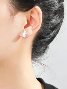 1 對女可愛不鏽鋼獨角獸、無尾熊、鹿、松鼠、狗形耳環、浪漫聖誕禮物、創意動物設計、冬季幸運珠寶