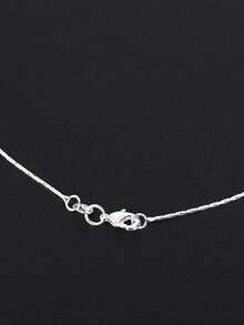 1 件銅鍍銀鎖骨銀鍊,女士時尚首飾項鍊 - 銀色 - 查看 4