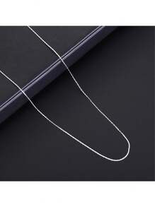 1 件銅鍍銀鎖骨銀鍊,女士時尚首飾項鍊 - 銀色 - 查看 1