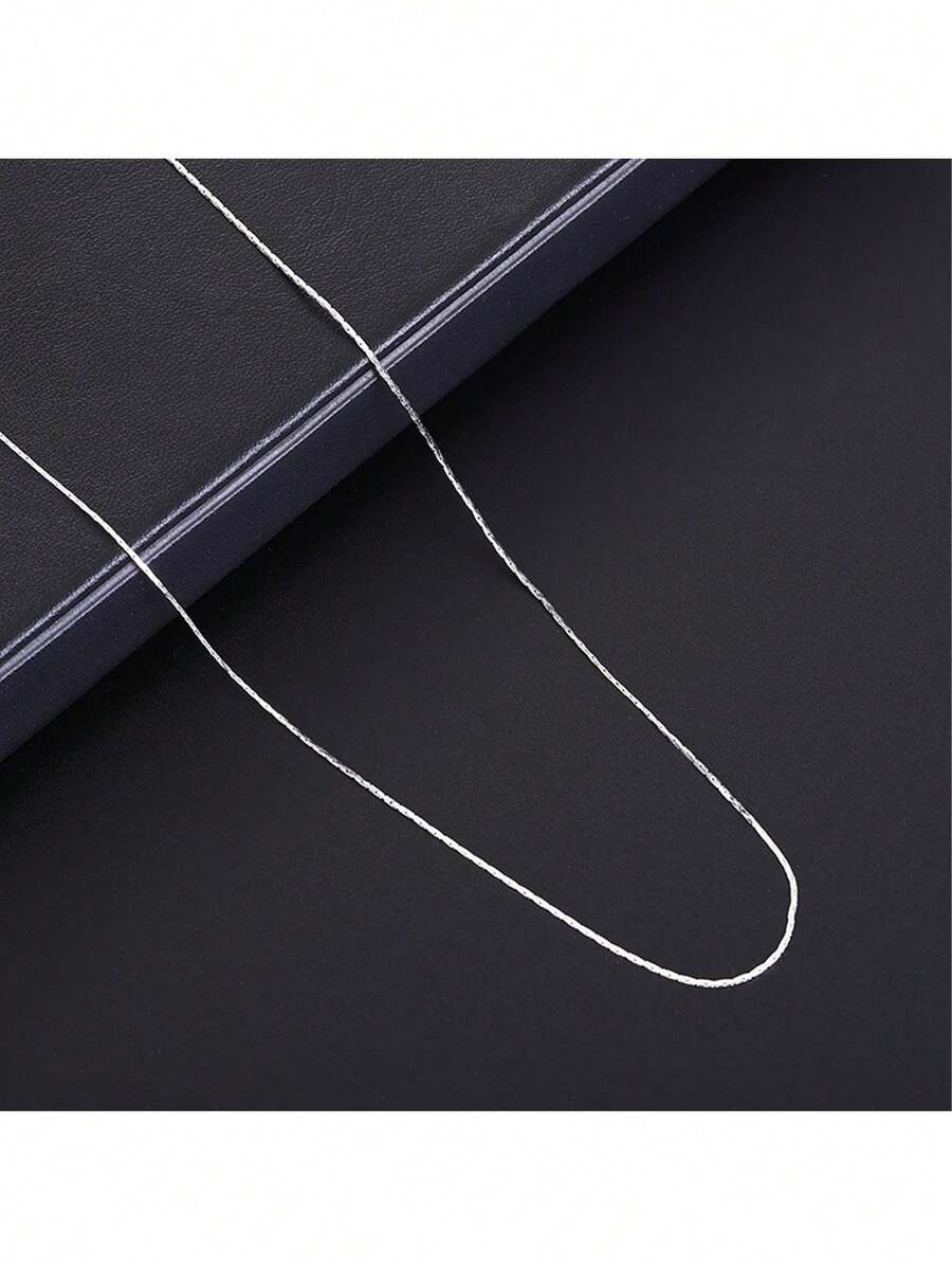 1 件銅鍍銀鎖骨銀鍊,女士時尚首飾項鍊 - 銀色 - 查看 1