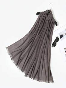 120克-like單色流蘇保暖圍巾和披肩旅行禮物,適用於女性的純色竹纖維圍巾,1入組 - 深灰色 - 查看 4