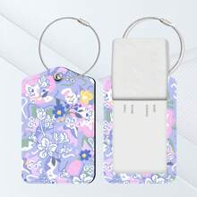 1pc Purple Floral Pattern Luggage Tag Helps Quickly Identify Luggage - Multicolor - View 1