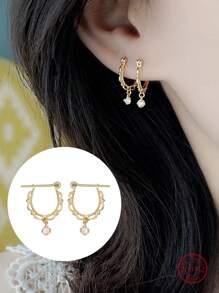 1對時尚優雅的s925純銀蕾絲與垂墜耳環,為女性的完美禮物