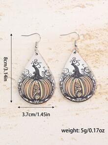 1 đôi Của phụ nữ Sành điệu Giải trí Họa tiết Bí ngô Bằng gỗ Hoa tai , Lễ tạ ơn Qủa tặng Đối với Gia đình Và Bạn - Nhiều màu - Xem 2
