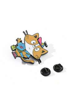 1個可愛的貓形胸針,適用於時尚外套、背包和帽子 - 給貓愛好者的完美禮物,卡通可愛貓形金屬胸針徽章袋飾品,搪瓷胸針 - 可愛小貓胸針適用於背包、服裝、珠寶等各種物品