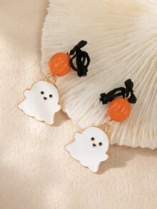 可爱小幽灵 ~ 万圣节幽灵耳夹原创银色耳环 女孩个性化耳环 - 彩色 - 查看 2