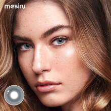 Mesiru Eye Enlarging & Makeup Enhancing Colored Contact Lenses 1 Pair (2 Pieces), Soft High Water Content, Gray Color, Daily Cosmetic, Yearly Replacement - Xám - Xem 2