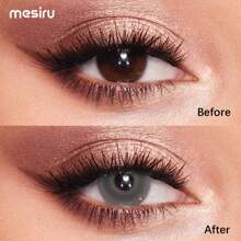 Mesiru Eye Enlarging & Makeup Enhancing Colored Contact Lenses 1 Pair (2 Pieces), Soft High Water Content, Gray Color, Daily Cosmetic, Yearly Replacement - Xám - Xem 4