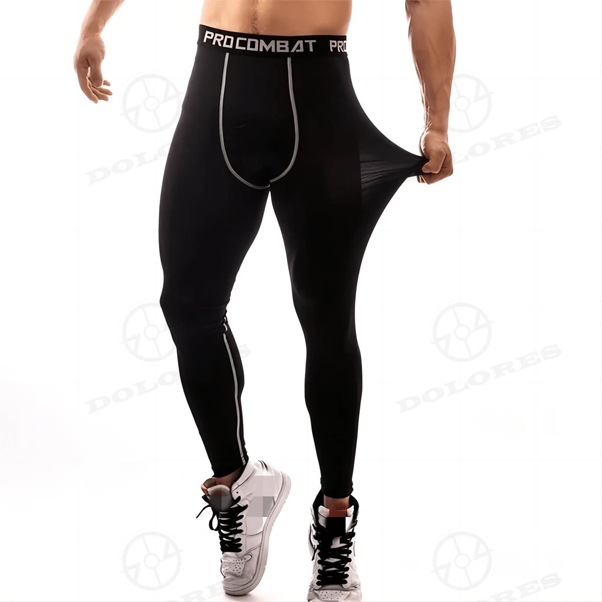 Lycra leggins Deportiva Apretado Pantalón Hombre Secado Rápido Negro - Negro - Ver 1