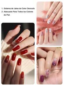 MISS CHEERING 6 Piece Nail Lacquer Set - Premium Manicure Tools, Vibrant Nail Polishes, Professional Gel Manicure, Home Gel Manicure Set, Complete Manicure Set, Includes Phototherapy Gel, Nail Polish Long Lasting Nail Glue - 紅色 - 查看 3