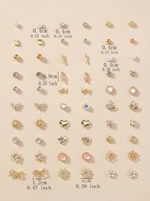 1套30對精美女性金屬小貝殼,人造珍珠和心形耳環套裝 - 彩色 - 查看 5