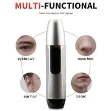 1個電動鼻毛修剪器,專業無痛男女鼻耳毛修剪器,防水不銹鋼刀頭,雙邊剃刀,安靜高效,電池操作,易於清潔