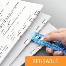 小型無痕重複使用手動夾式釘書機,辦公室學生裝訂工具補給配件 - 紅色 - 查看 3