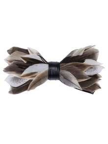 新品到貨手工製作羽毛圖案領結帶禮物盒&西裝領別針,完美適合婚禮,伴郎,主持人,派對,商業